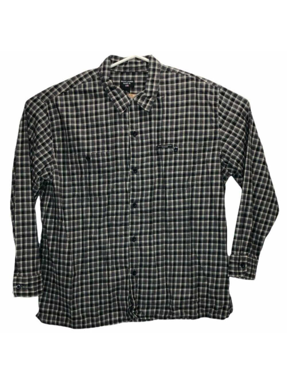 Ralph Lauren Jeans Company Flannel Shirt Mens XL Black Tan Beige Long Sleeves